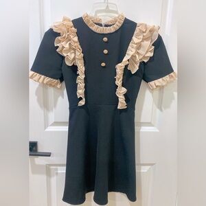 Women Ruffles Black Dress